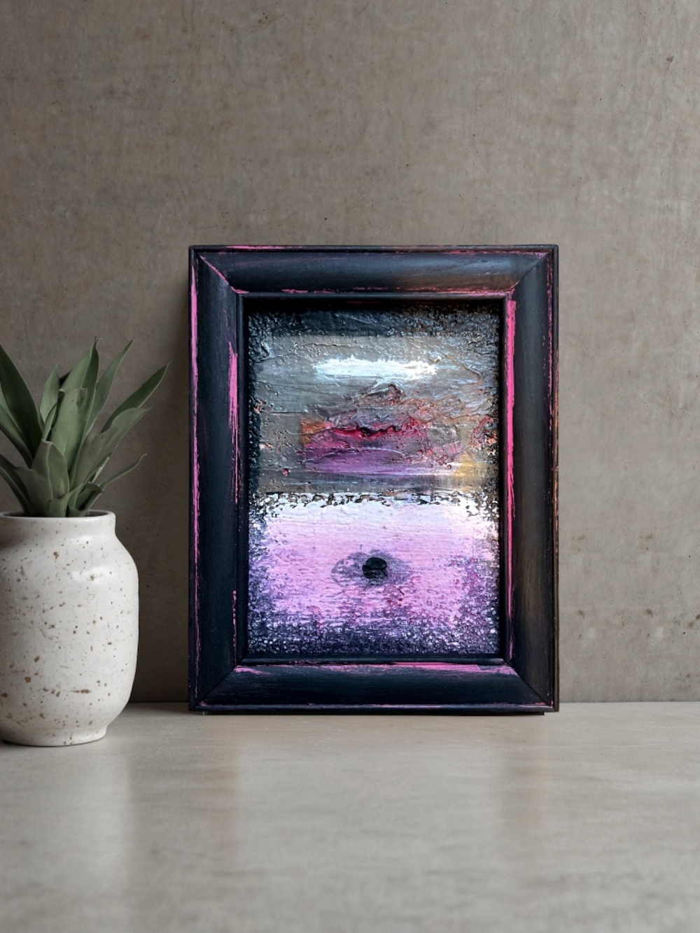 Framed Abstract, Wabi-Sabi mixed media art - Mystery Poem 2